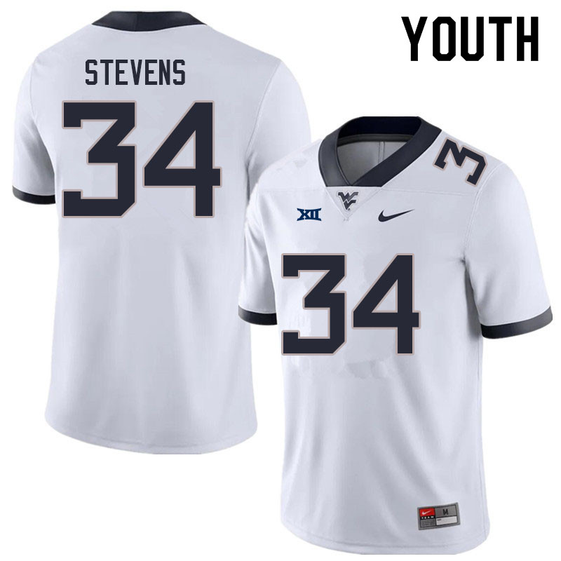 NCAA Youth Deshawn Stevens West Virginia Mountaineers White #34 Nike Stitched Football College Authentic Jersey OF23V00OI